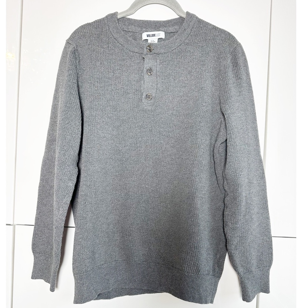 William Rast Waffle Knit Sweater Henley Cotton Medium Old Money Grandpacore